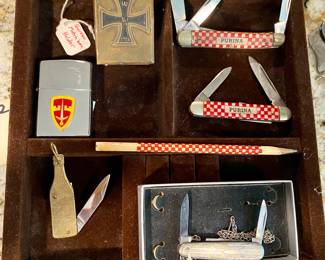 Serena penknives and World War II German Matchbox Holder