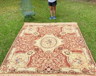 Large Aubusson French needlepoint rug