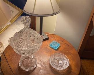Crystal, antique pedestal table