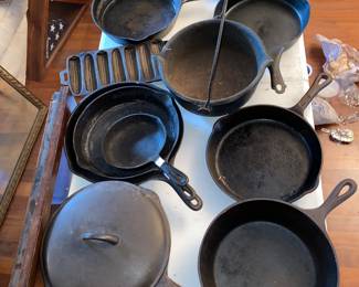 Large selection of vintage cast iron