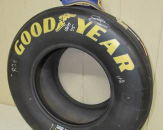 Actual Nascar Cup Series Race Tire Autographed by Chase Elliott (NAPA Sponsored Driver) Close Up of Autograph on Next Photo