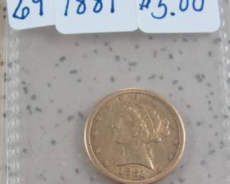 1881 Gold $5.00 Coin
