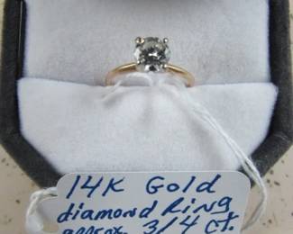 14K Gold Diamond Solitaire Ring