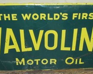 1955 Metal Embossed Valvoline Motor Oil Sign - 34" x 70"