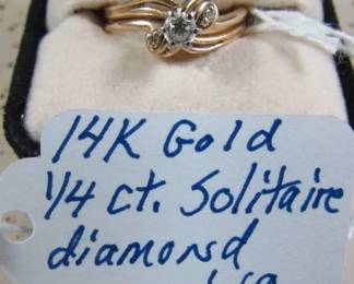14K Gold Solitaire Diamond Ring