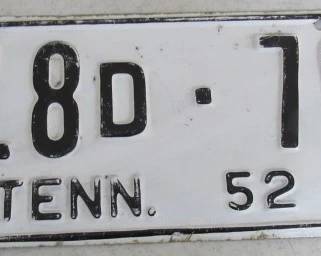 1952 TN State Shape License Plate