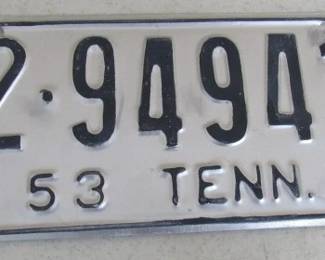 1953 TN State Shape Shelby Co. License Plate