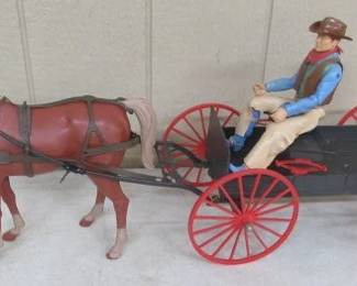 1970's Marx Toys Johnny West, Buckboard & Horse