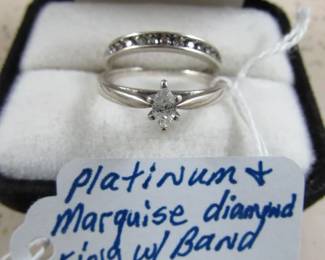 Platinum & Marquise Diamond Ring w/Band