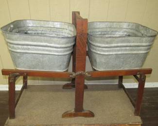 Double Washtubs in Household Folding Bench