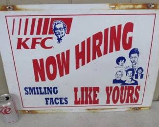 Rare 1960's-1970's Metal Double Sided KFC Sign - 18" x 24"