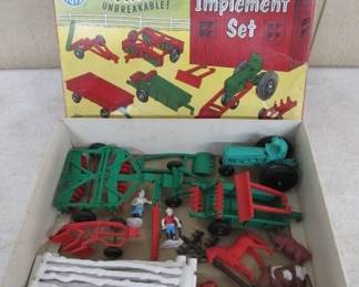1960's Auburn Toys Vinyl Farm Implement Set in Box