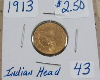 1913 Gold $2.50 Indian Head Coin