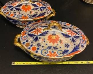 Pirkenhammer china dish set. Based on maker’s mark and imprint stamps, the set is dated to ca. 1873. All are in impeccable condition!