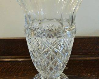TTT251-Towle Czech Republic Clear Cut Lead Crystal Large Footed Vase