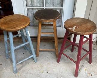 TTT354- (3) Wooden Bar Stools