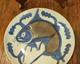 TTT532-Early 1900s Chinese Porcelain Koi Fish Plate 