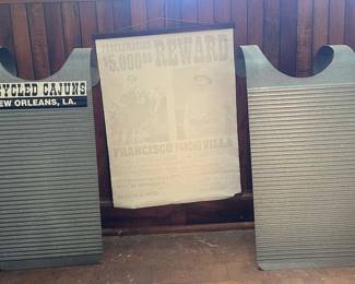 TTT477- (2) Steel Rub board Percussion Instrument & Vintage Wanted Poster