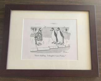 TTT149 Framed Leo Cullum Cartoon Print from the New Yorker 1998 It's Aloha Friday!