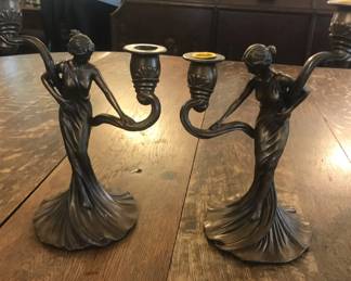 TTT353 - Pair of Vintage "Art Nouveau" Candlesticks 