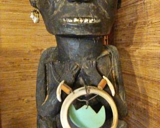 TTT481-Mysterious Vintage Looking Large Carved Wooden Statue 