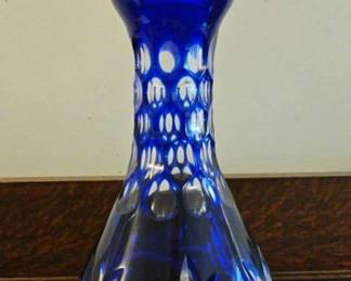 TTT251-Towle Czech Republic Clear Cut Lead Crystal Large Footed Vase