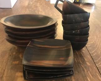 TTT406 - Wooden Bowls, Plates , & Coffee Cup Set