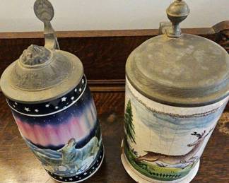 TTT145- Pair of Collectible Ceramic/Pewter Beer Steins