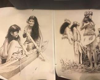 TTT179 - Pencil Sketches Tahiti Gerald Hausher Limited Edition Print