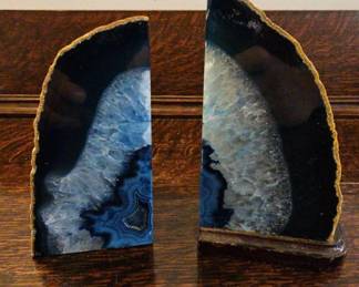 TTT292-Beautiful Blue Agate Geode Bookends