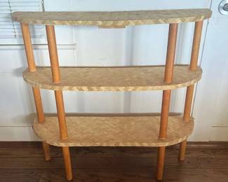 TTT328-(3) Tier Wooden Woven/Lauhala Shelving Unit 
