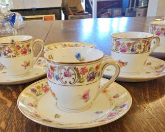 TTT433-Dapper And Decadent Dresden Small Teacups W/Saucers