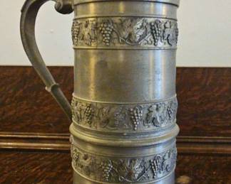 TTT221-Vintage Zinn Becker Stuttgart German Pewter Beer Stein