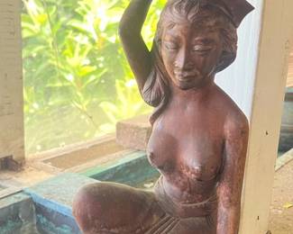 TTT384- Carved Wooden Balinese Women Figurine 
