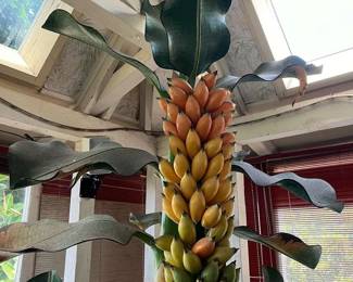 TTT416- Vintage Hand Carved Wooden Banana Tree