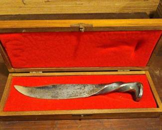 TTT491-Logan Pearce Railroad Spike Forged Knife W/ Sheath And Case