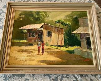 TTT153 Framed Original Painting on Canvas by A. LaMoyne Garside