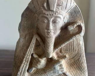 TTT311- Antique Egyptian Carved Gray Stone Pharaoh