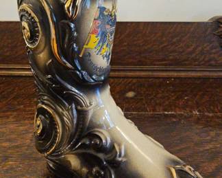 TTT228-Vintage Handerbeit Hand Painted Ceramic Boot With Germany Crest