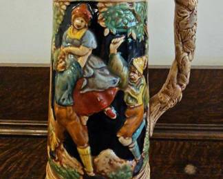 TTT175-Vintage Large Collectible Porcelain/Pewter Beer Stein
