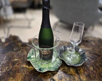 Champagne holder and decorative trays.