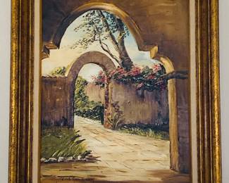 large vintage original oil on canvas by Christina Robbins