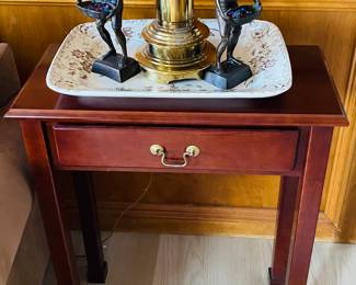 bronze figures, mid century brass lamps