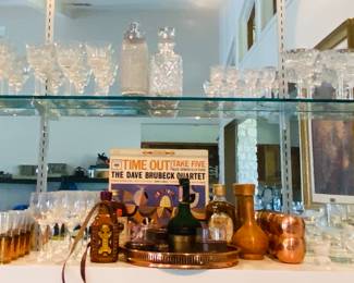 tons of beautiful vintage crystal, barware and serving pieces
