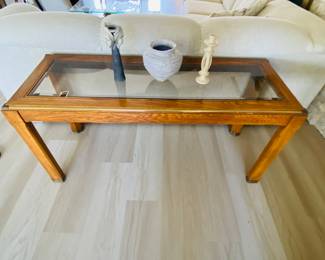 vintage oak and brass console table