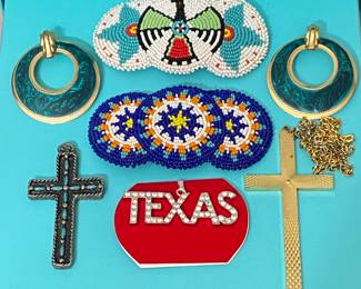 vintage Navajo hair clips, vintage jewelry
