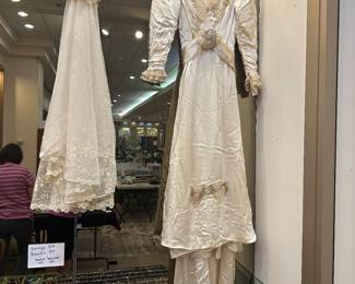 Beautiful antique wedding dress and veil