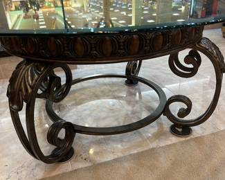 Wrought iron glass top coffee table