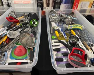 4 large totes of amazing kitchen utensils