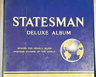 Vintage Statesman Stamp Album w/ Lots of Stamps